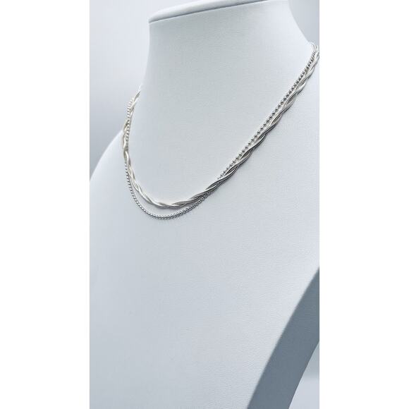 925 Silver Italy Designer Dyadema Multi Layers Chain Ball Bead Braided Mesh Rope - Picture 4 of 4